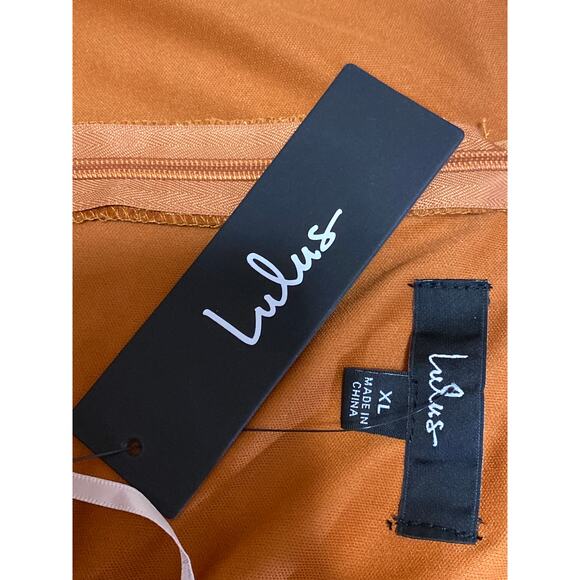 NEW Lulus Orange Silk Satin Pleated Sleeveless Midi Camisole Tank Slip Dress XL - Picture 4 of 5